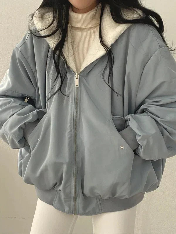 Damen Wende-Winterjacke - Warme Oversized Passform
