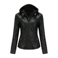 Damen Jacke im Moto-Stil mit Kapuze - Schmal Geschnittene Oberbekleidung