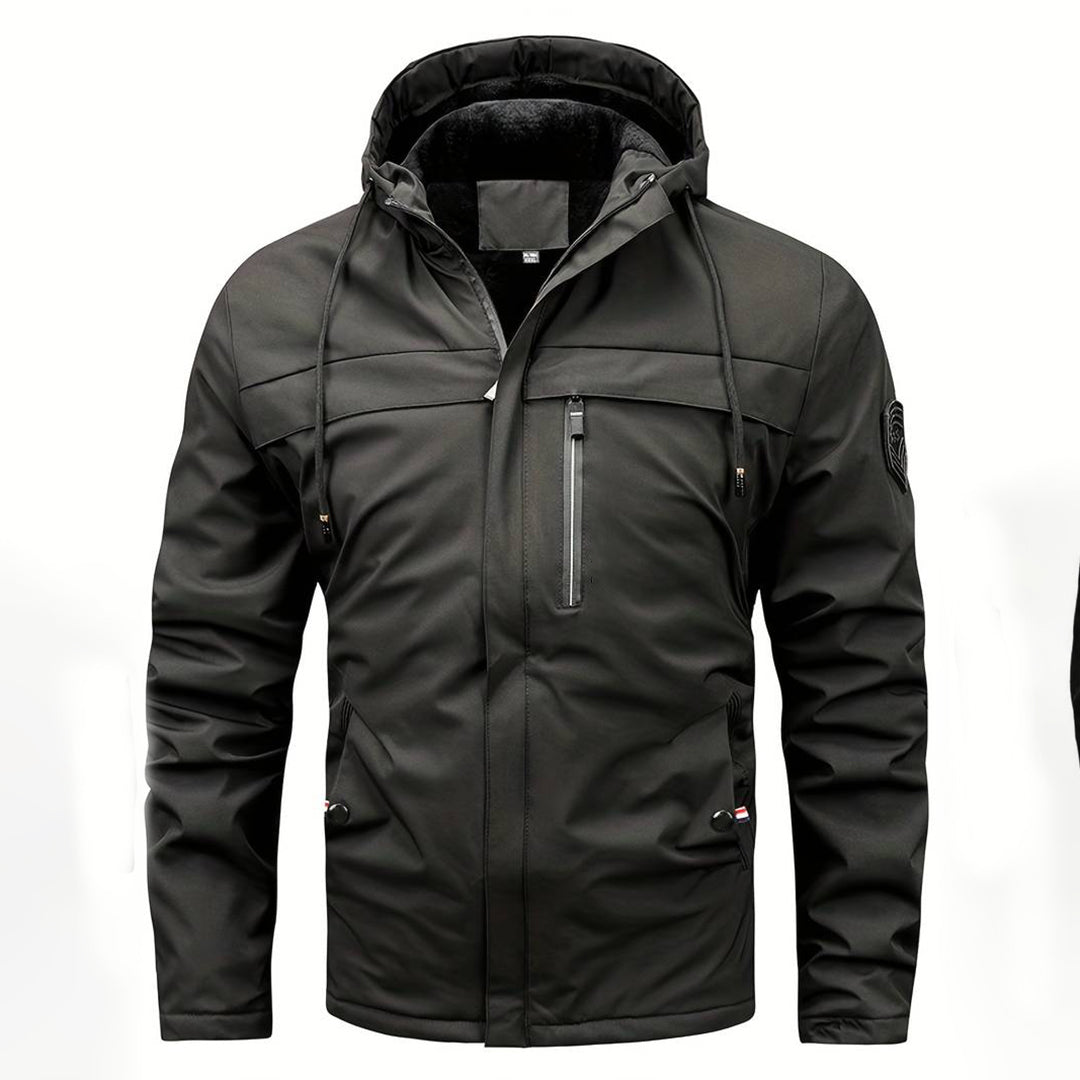 Herren Schwarzer Windbreaker mit Kapuze - Gemütliche Oberbekleidung