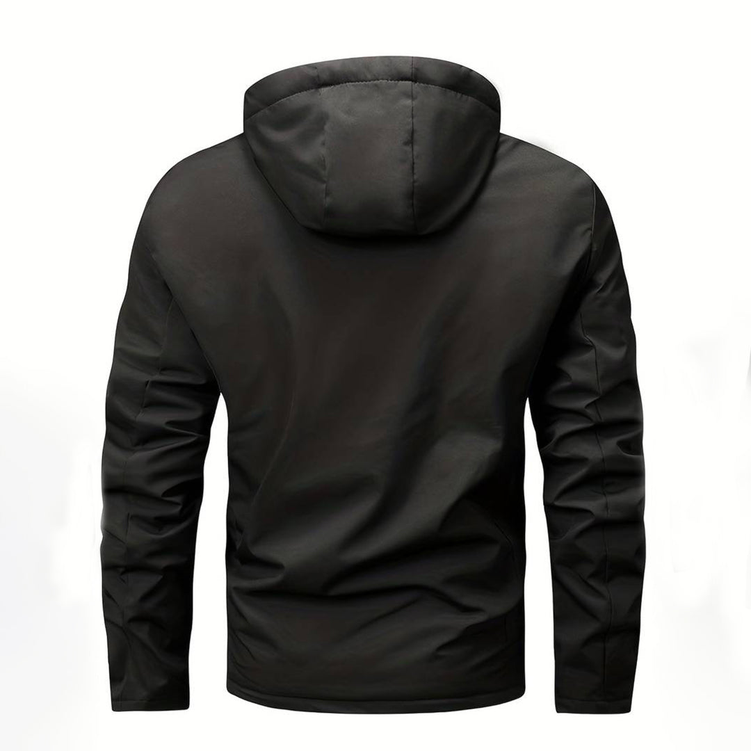 Herren Schwarzer Windbreaker mit Kapuze - Gemütliche Oberbekleidung