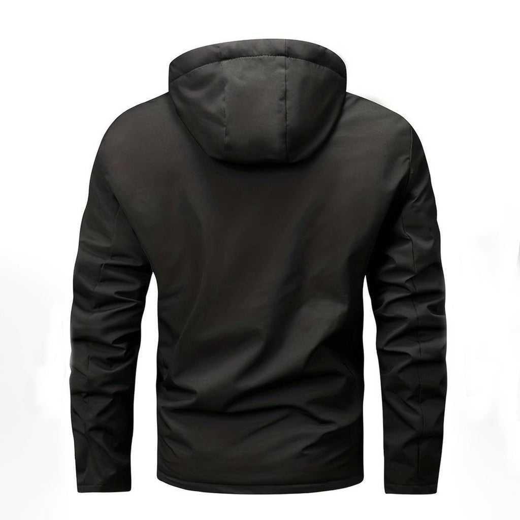Herren Schwarzer Windbreaker mit Kapuze - Gemütliche Oberbekleidung