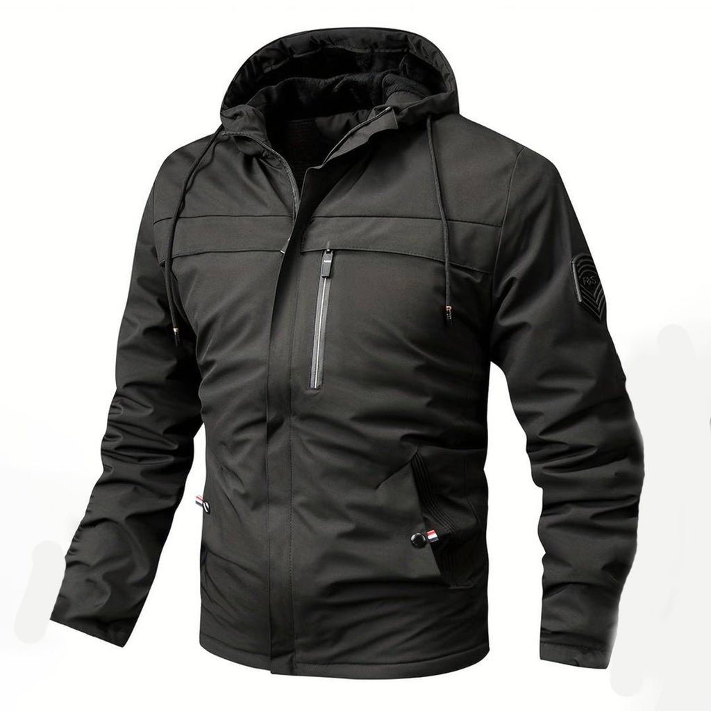 Herren Schwarzer Windbreaker mit Kapuze - Gemütliche Oberbekleidung