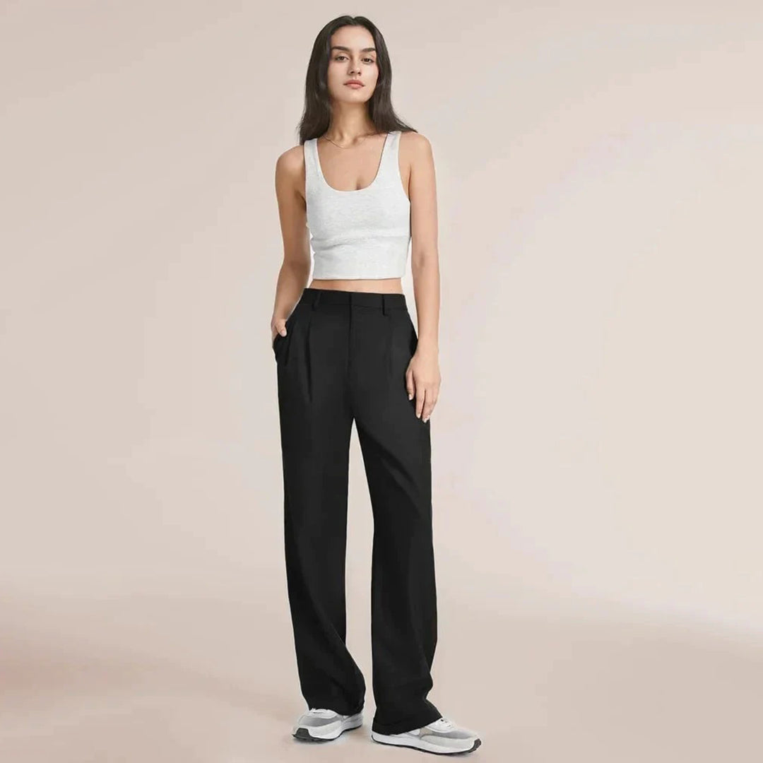 Damen Plissee Arbeitshose - Weites Bein & High-Waisted
