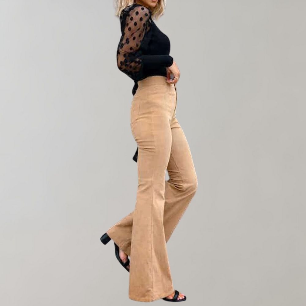 Damen Schlagjeans - High-Waist mit Knopfleiste