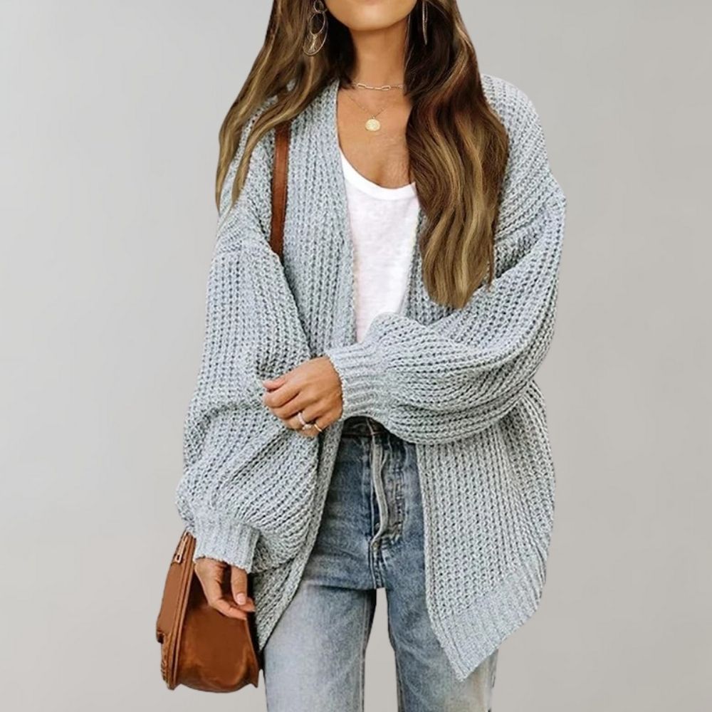 Damen Oversized-Strickjacke – Stil mit offener Vorderseite