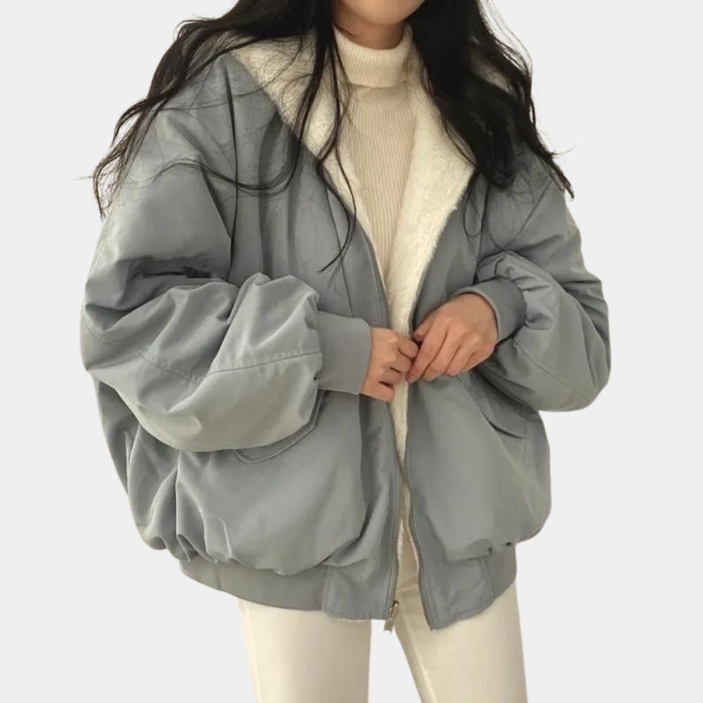 Damen Oversized Winterjacke - Wendbar mit Kapuze
