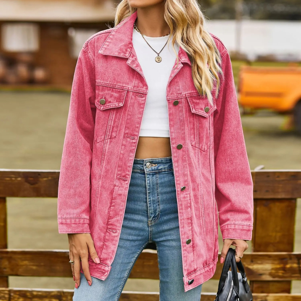 Damen Oversized Jeansjacke - Klassischer Vintage-Stil
