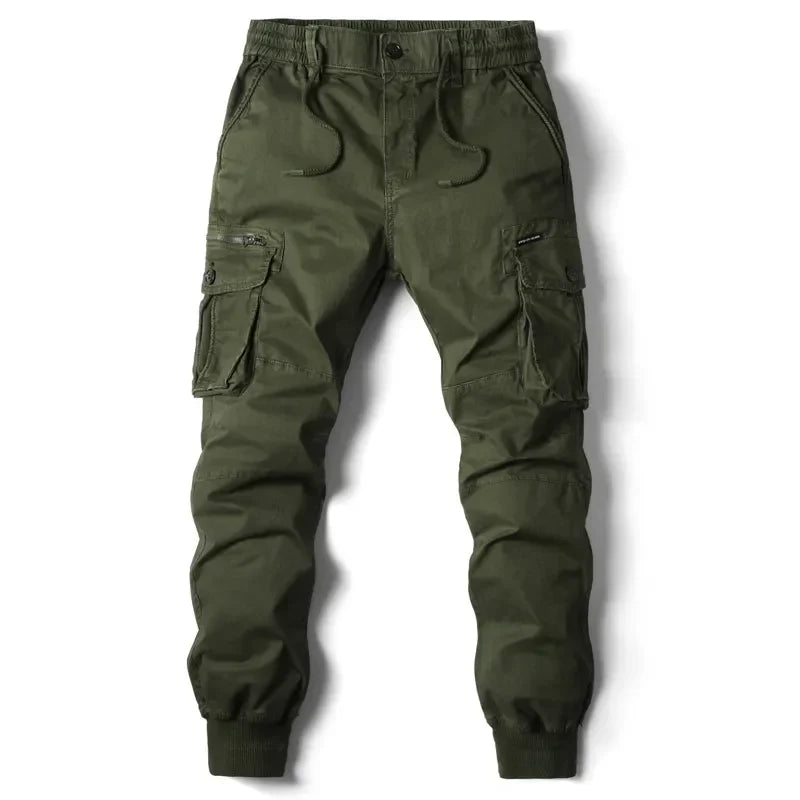 Herren Cargo Jogger Hose - Bündchen Multi-Taschen Hose