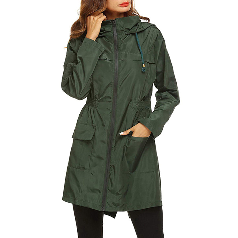 Damen Leichte Wasserdichte Jacke - Elastische Taille Design