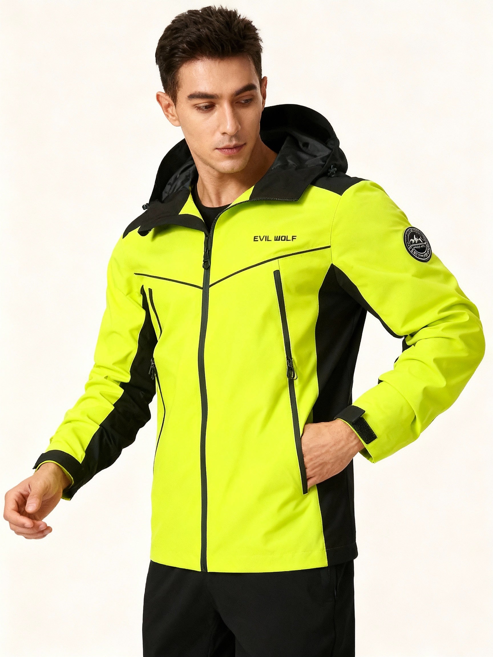 Herren Reflektierend Outdoorjacke - Wasserdicht mit Kapuze