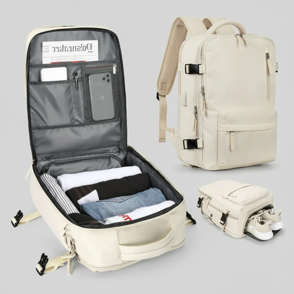 Wasserdichter Reiserucksack - Diebstahlschutz mit USB-Anschluss