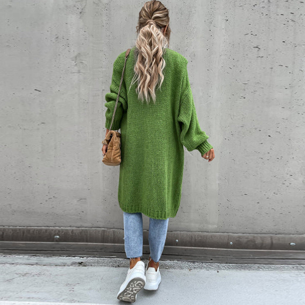Damen Lange Strickjacke – Stil mit offener Vorderseite