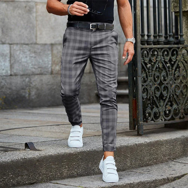 Herren Karierte Arbeitshose - Slim Fit Knöchelhose