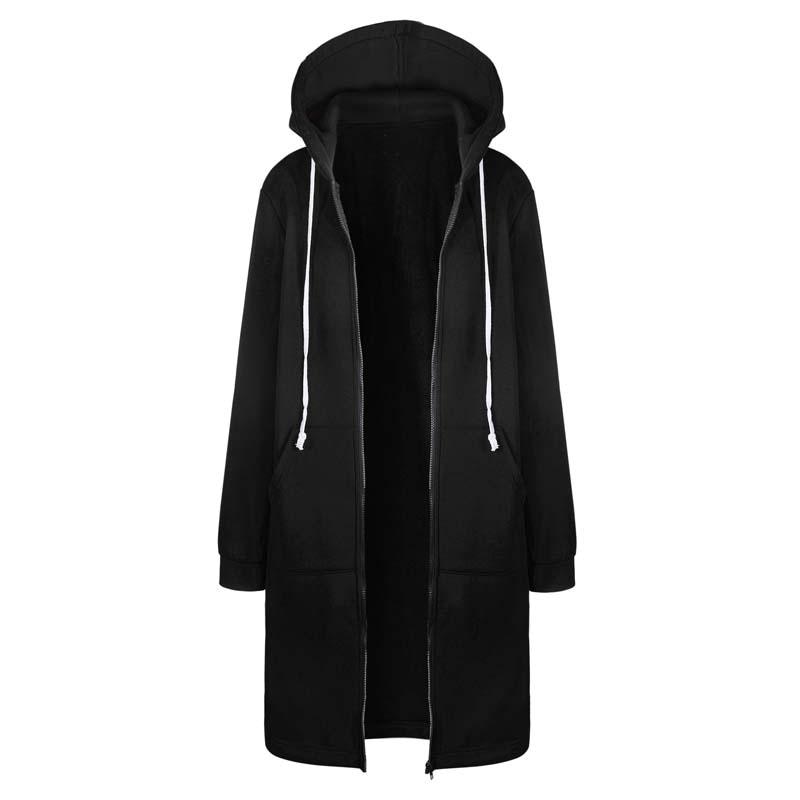 Damen Langer Kapuzenpullover - Mit Reißverschluss
