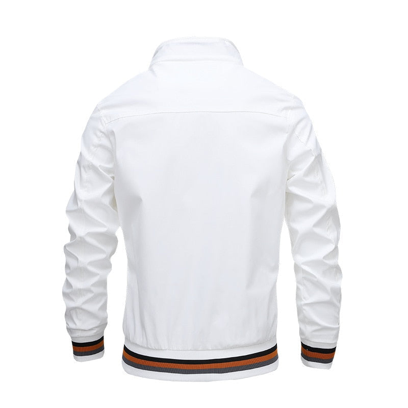 Herren Varsity Bomberjacke - Gestreifter Kragen & Manschetten