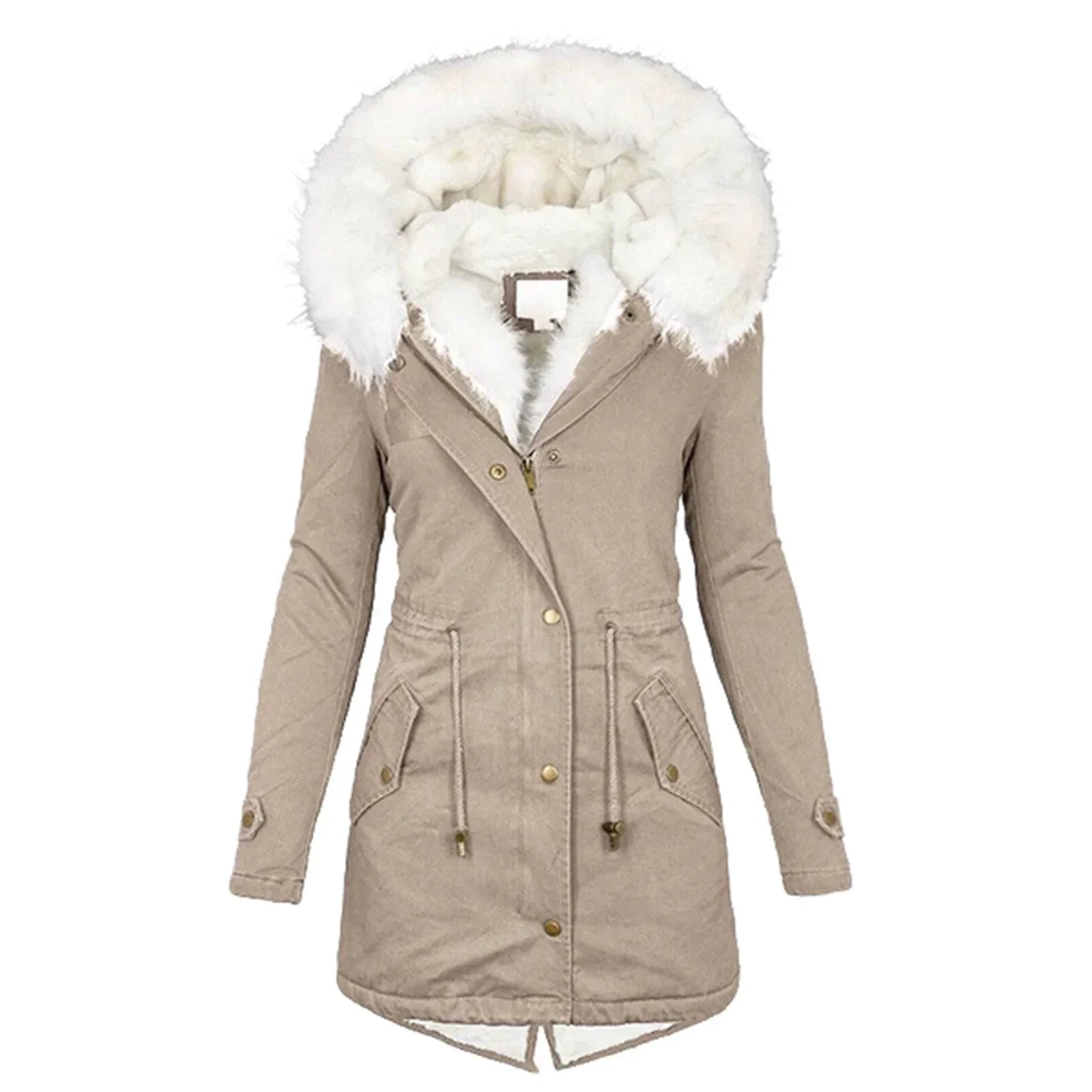 Damen Parka Wintermantel - Tailliert & Kapuze