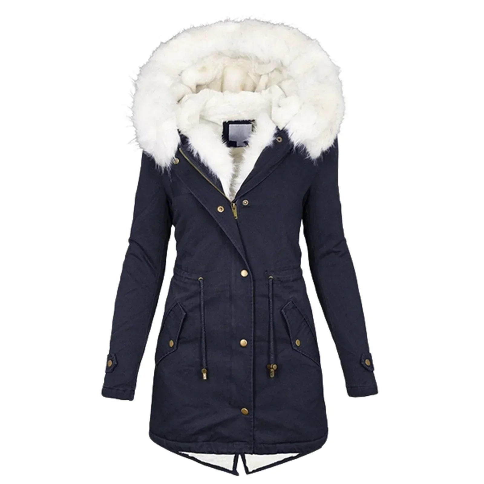 Damen Parka Wintermantel - Tailliert & Kapuze