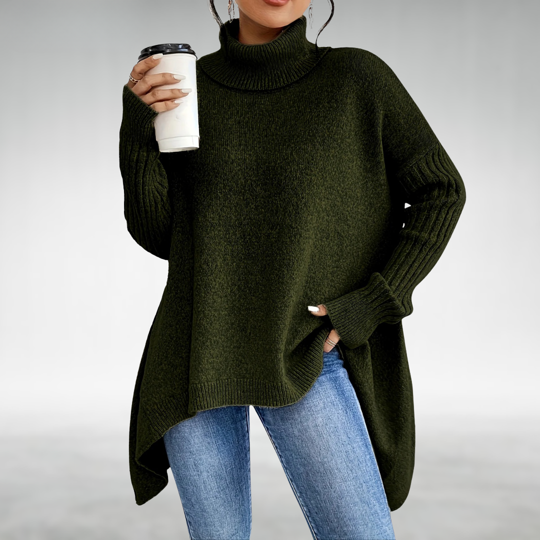 Damen Rollkragen Strickpullover – Oversize und Long