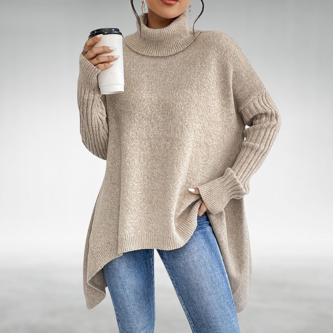 Damen Rollkragen Strickpullover – Oversize und Long