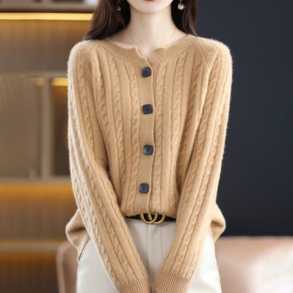 Damen Zopfmuster-Strickjacke – Gemütliche Oberbekleidung