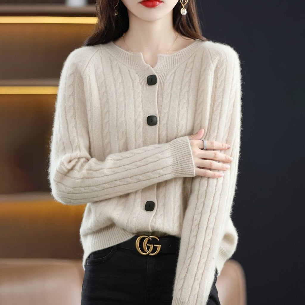 Damen Zopfmuster-Strickjacke – Gemütliche Oberbekleidung