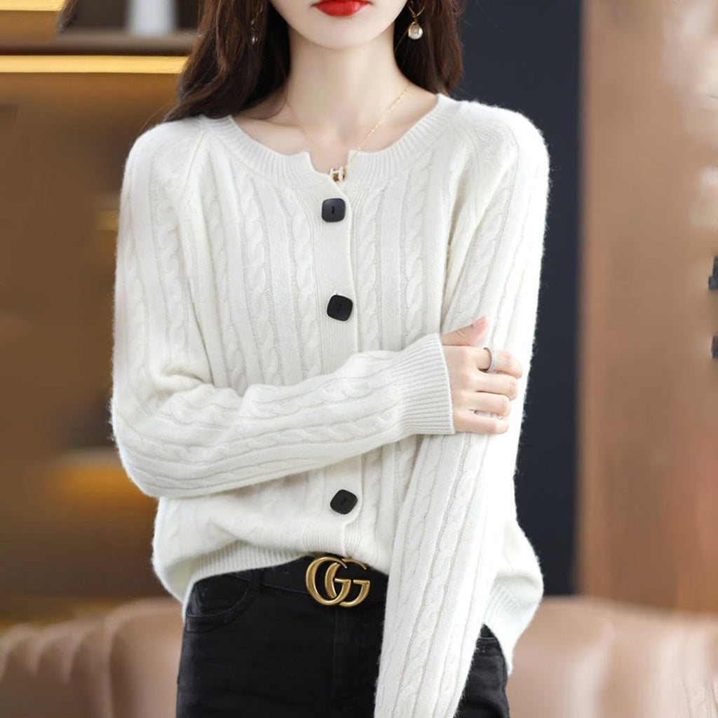 Damen Zopfmuster-Strickjacke – Gemütliche Oberbekleidung