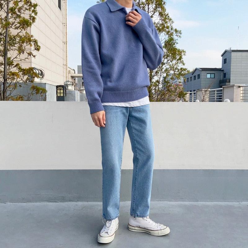 Herren Strick-Polo-Pullover – Entspannte Passform mit Kragen-Knopfleiste