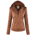 Damen Jacke mit mehreren Reißverschlüssen - Kapuze & Texturierte Oberbekleidung