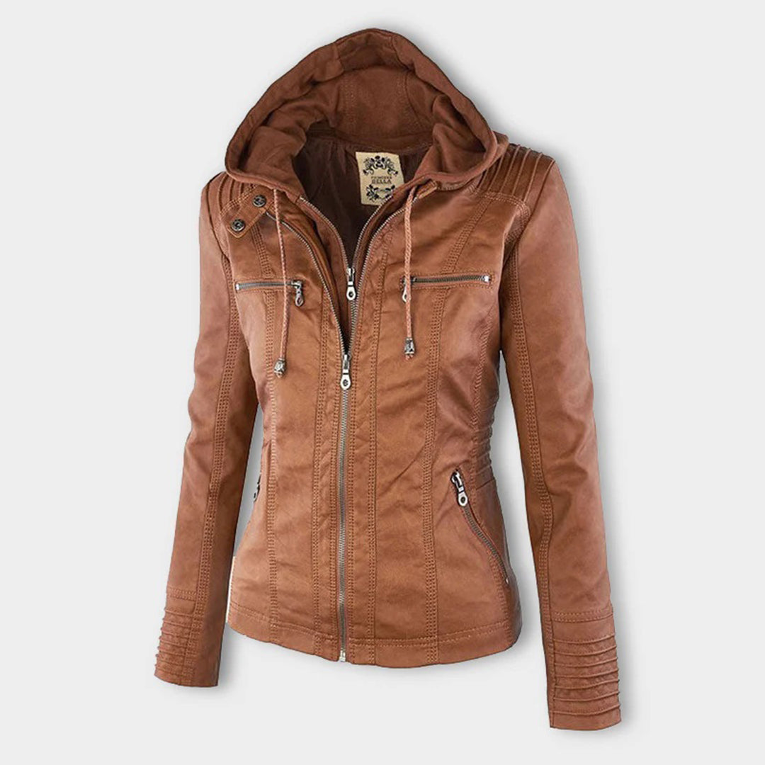 Damen Jacke mit mehreren Reißverschlüssen - Kapuze & Texturierte Oberbekleidung