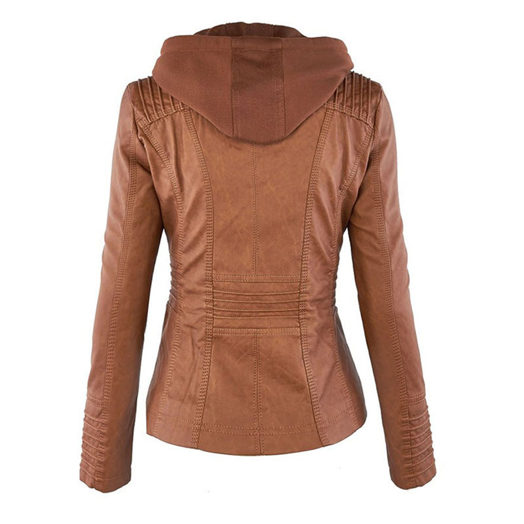 Damen Jacke mit mehreren Reißverschlüssen - Kapuze & Texturierte Oberbekleidung