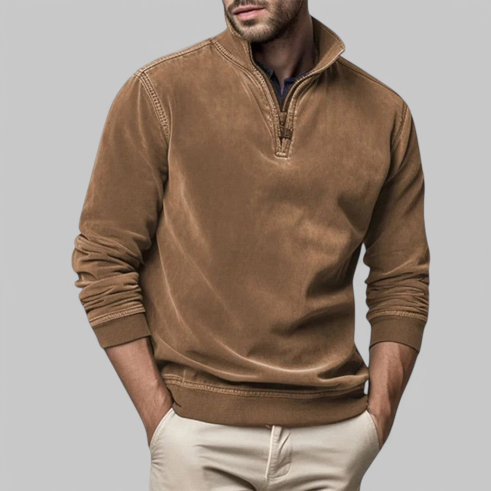 Herren Warmer Pullover - Stehkragen mit Quarter-Zip