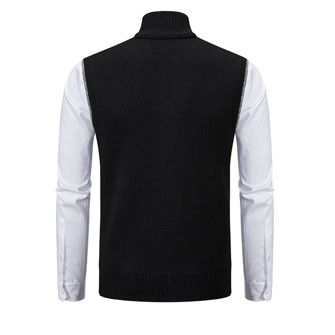 Herren Stehkragen Gilet - Gestrickte Weste mit Reißverschluss