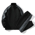 Herren Gestreifter Trainingsanzug Set - Jacke mit Reißverschluss & Jogger