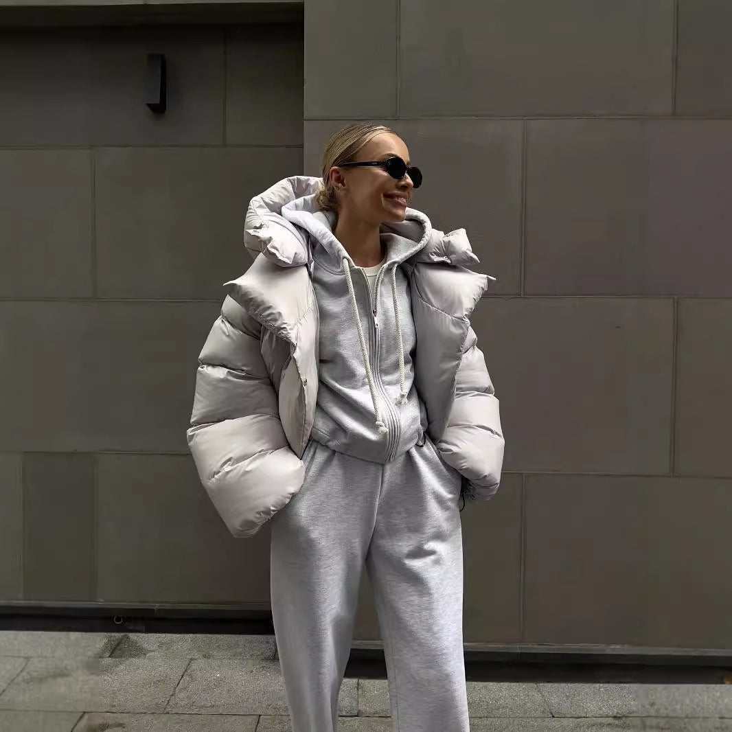 Damen Puffer Jacke - Kapuze & Kurz Geschnitten