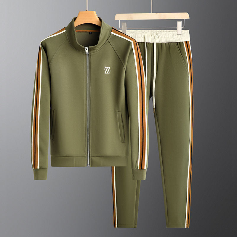 Herren Gestreifter Trainingsanzug - Jacke mit Reißverschluss & Slim-Fit Jogginghose