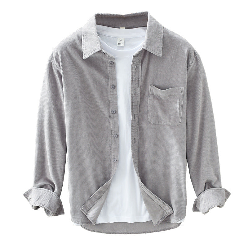 Herren Cord Button-Down Hemd - Overshirt in lockerer Passform