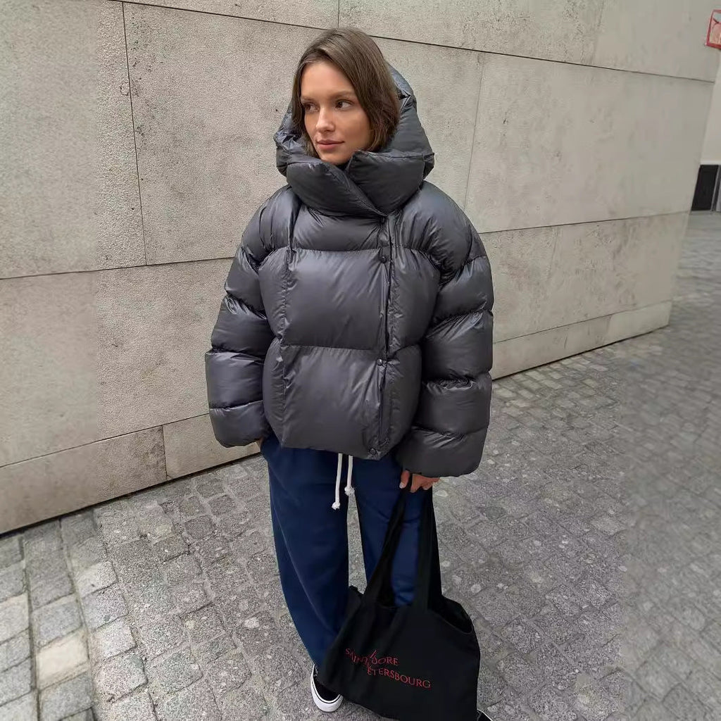 Damen Puffer Jacke - Kapuze & Kurz Geschnitten