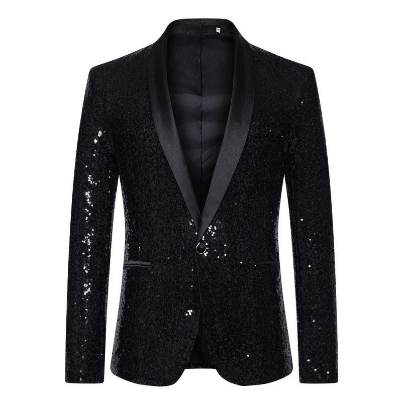 Herren Pailletten Blazer Jacke - Schmale Passform mit Einzelknopf