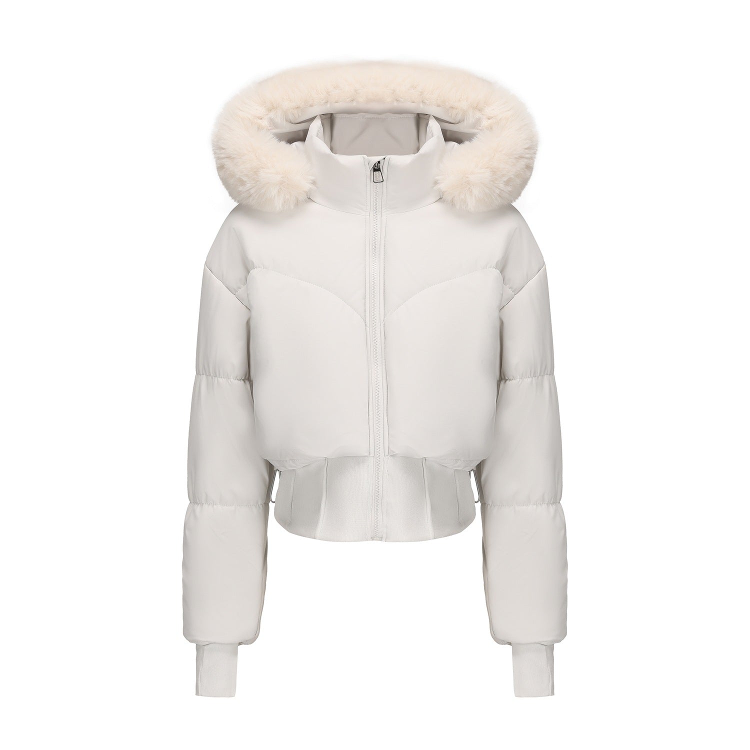 Damen Kurze Steppjacke – Puffer-Jacke mit Abnehmbarer Kapuze