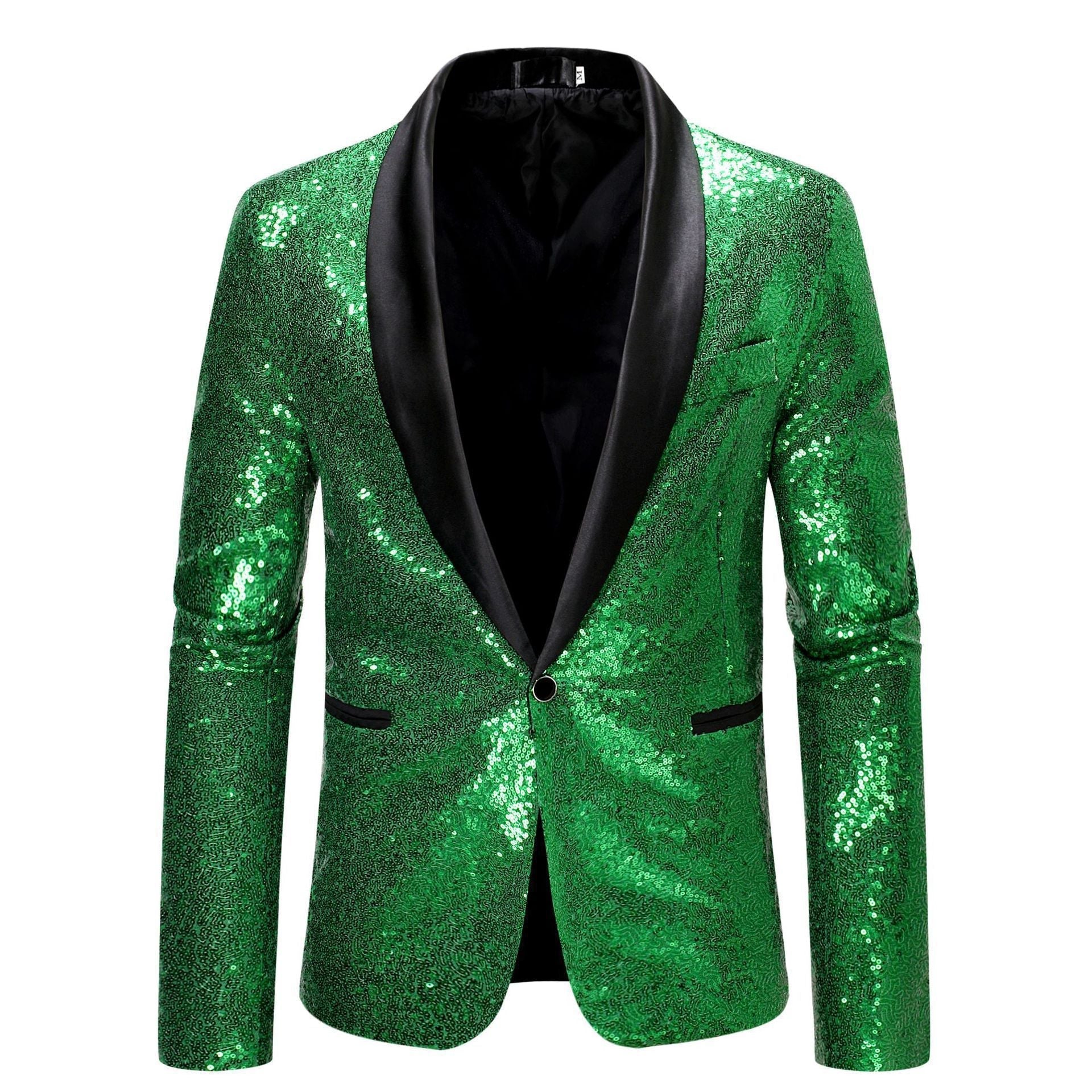 Herren Pailletten Blazer Jacke - Schmale Passform mit Einzelknopf
