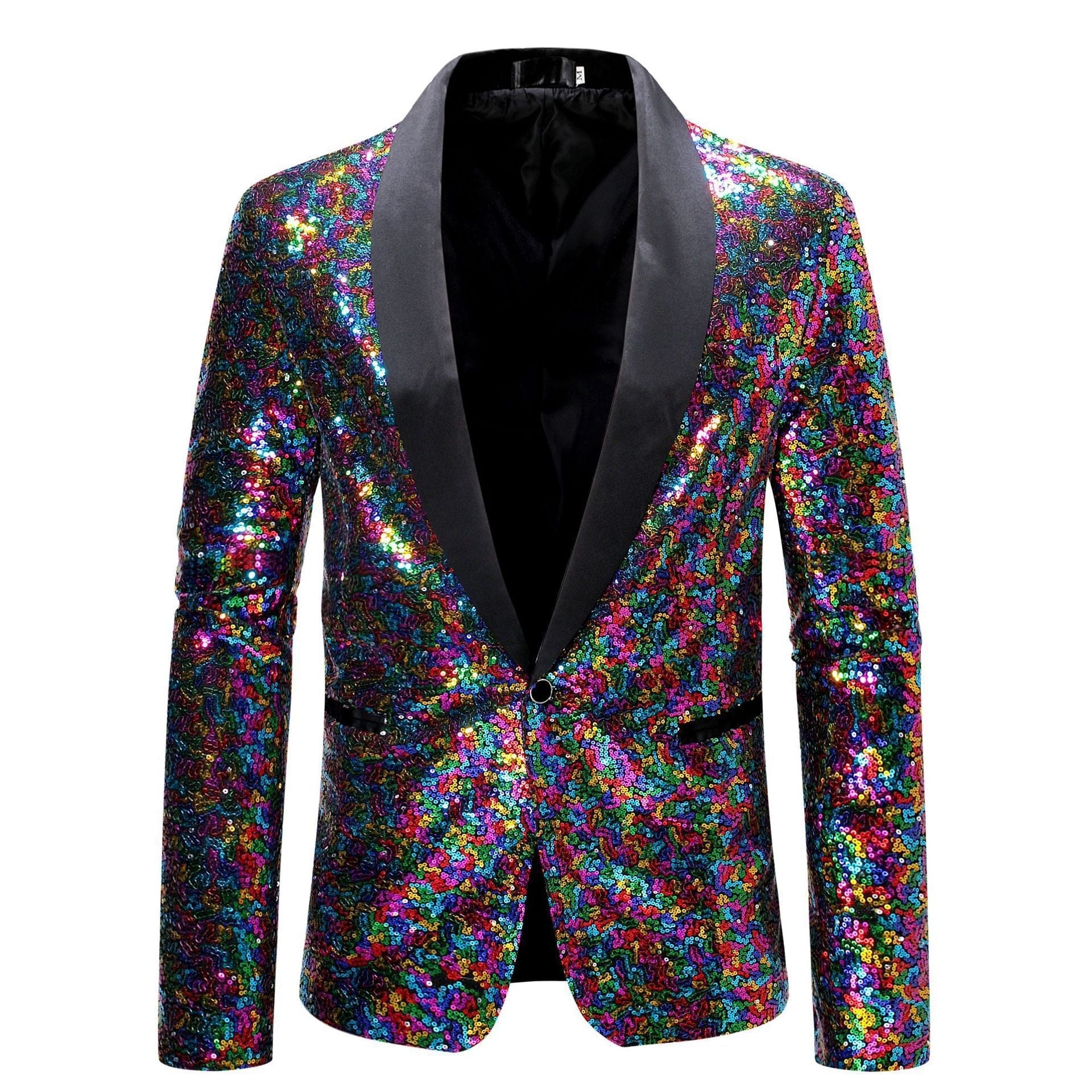 Herren Pailletten Blazer Jacke - Schmale Passform mit Einzelknopf