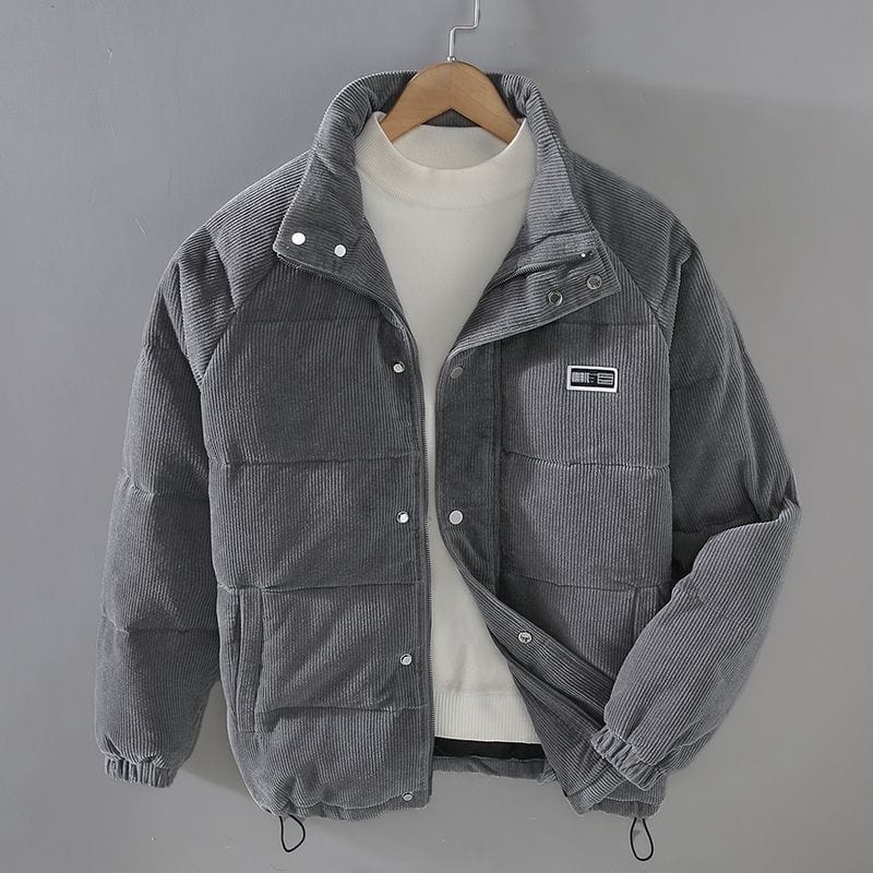 Herren Cord-Puffer-Winterjacke - Gesteppt mit Stehkragen