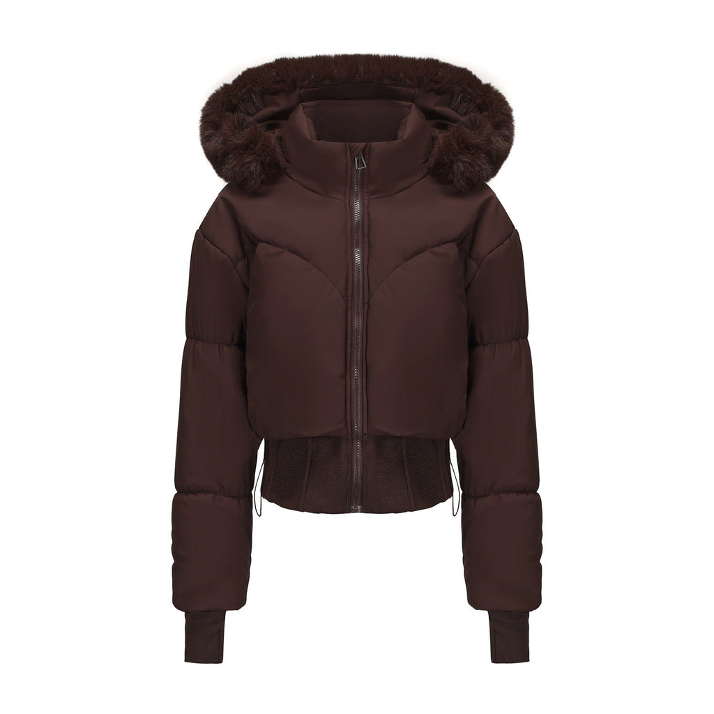 Damen Kurze Steppjacke – Puffer-Jacke mit Abnehmbarer Kapuze