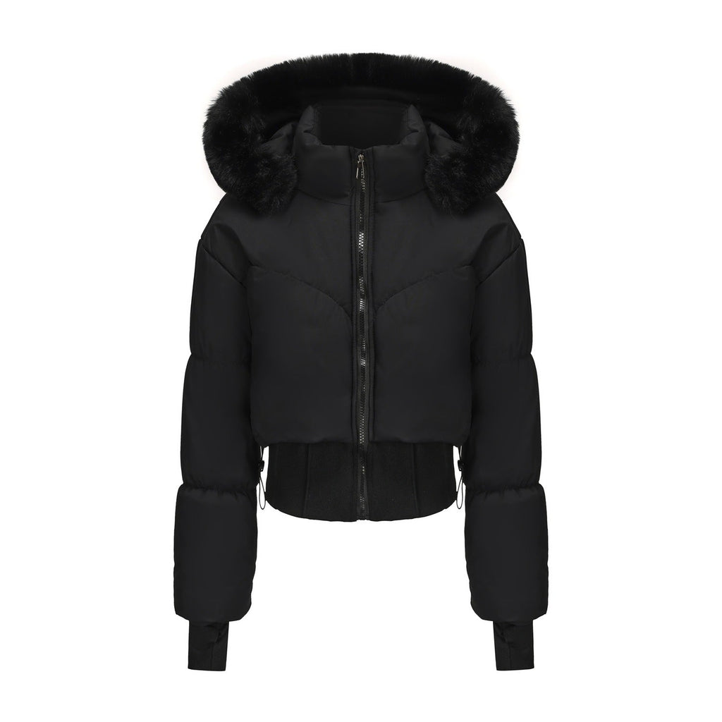 Damen Kurze Steppjacke – Puffer-Jacke mit Abnehmbarer Kapuze