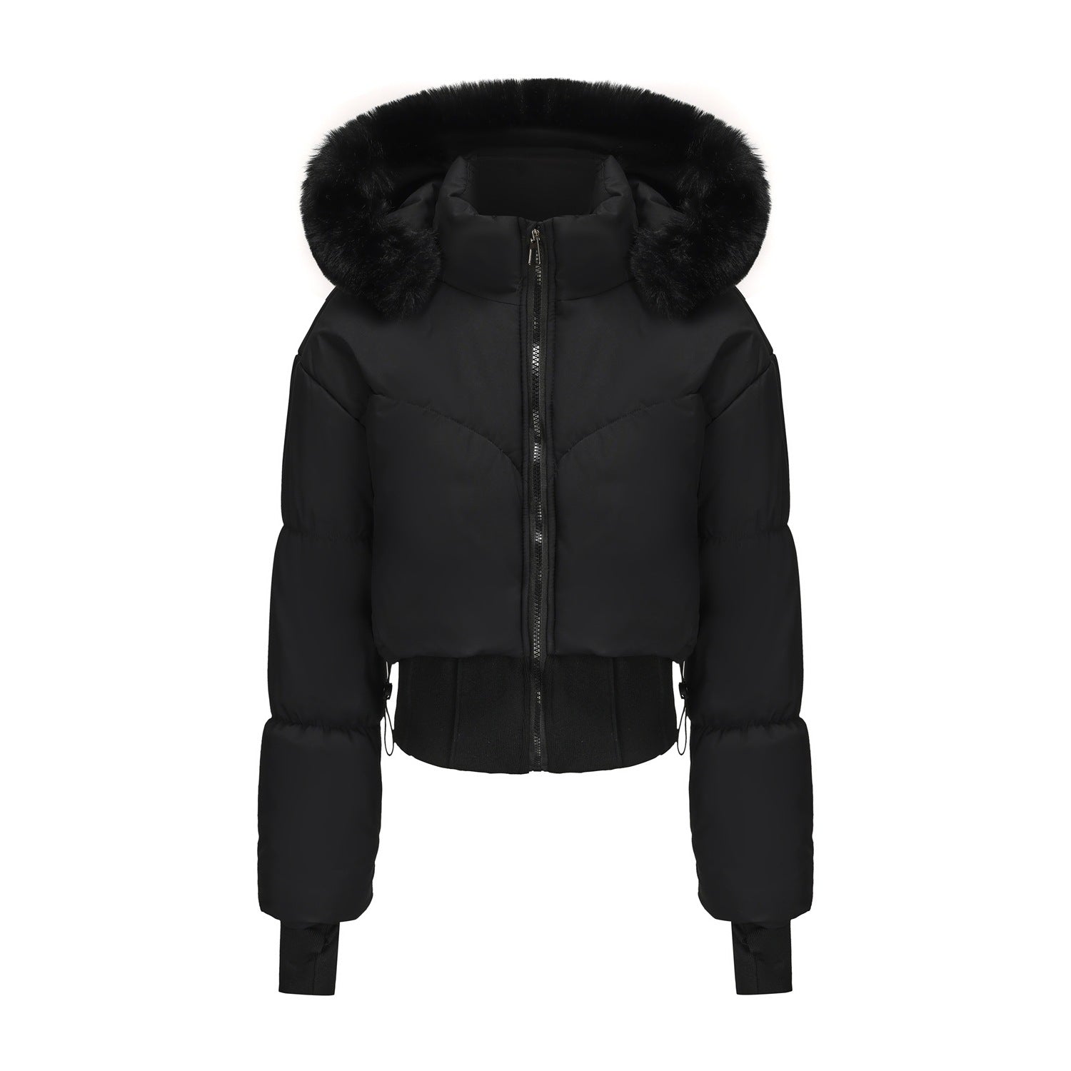 Damen Kurze Steppjacke – Puffer-Jacke mit Abnehmbarer Kapuze