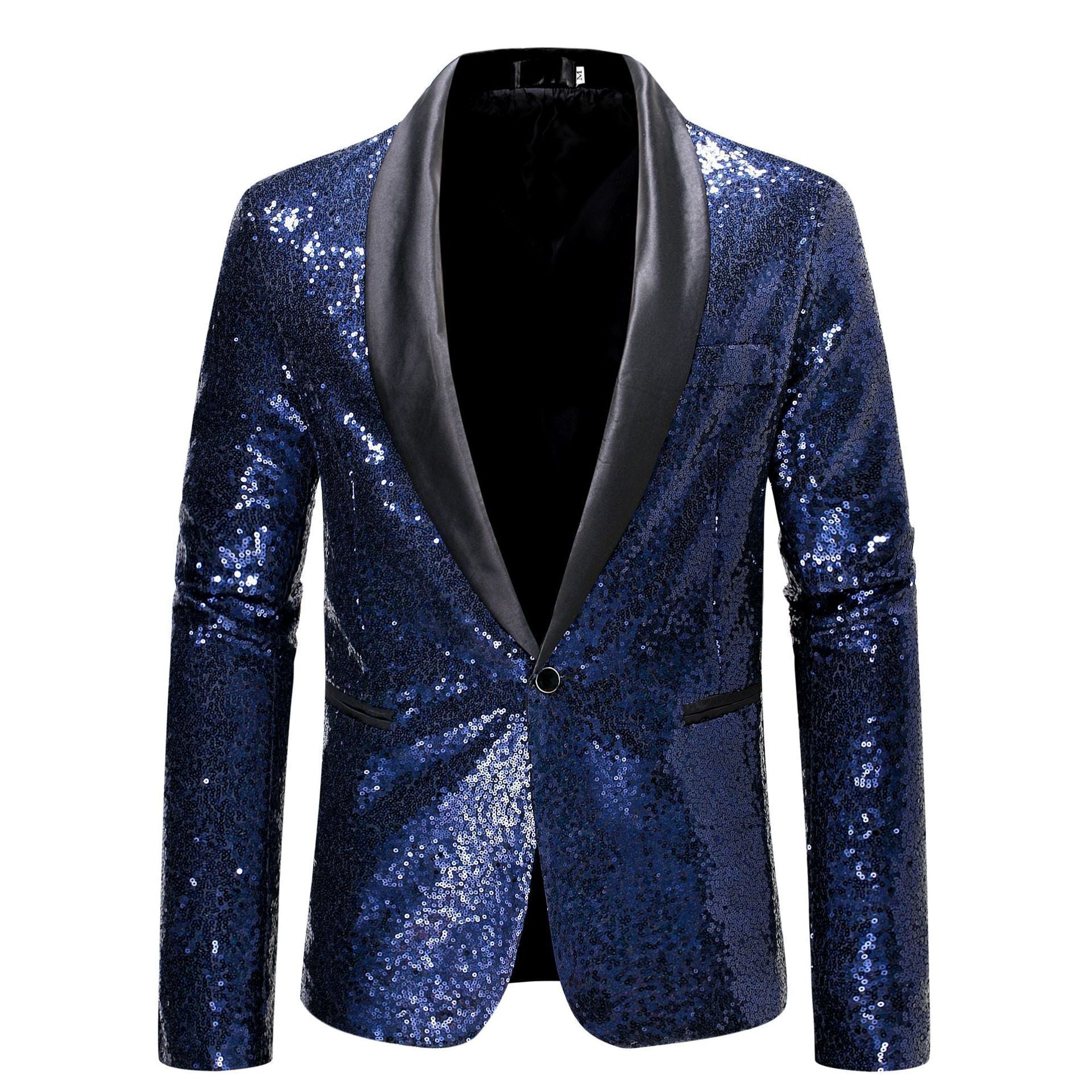 Herren Pailletten Blazer Jacke - Schmale Passform mit Einzelknopf