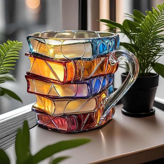 Mehrfarbige Kaffeetasse - Kreative Tasse im Gestapelte Bücher Design