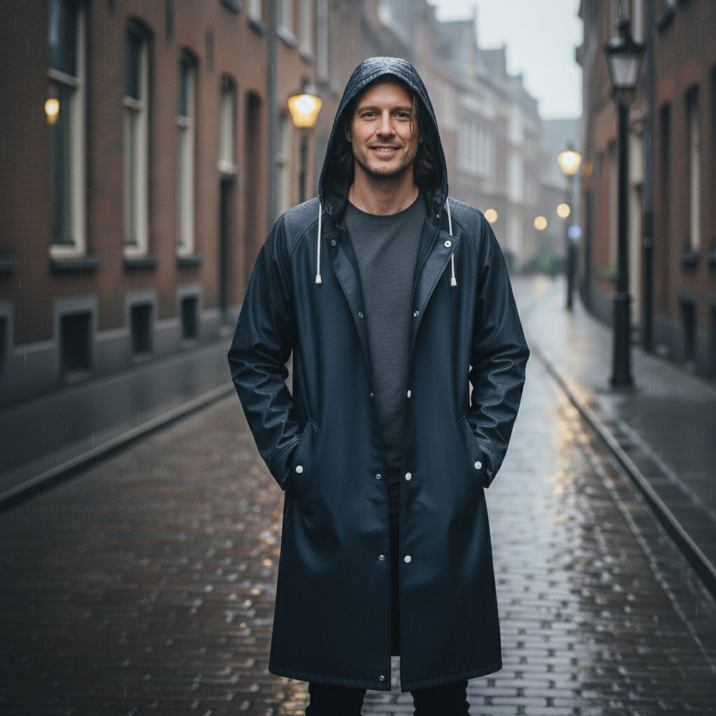Herren Schwarze Wasserdichte Jacke - Winddicht mit Kapuze