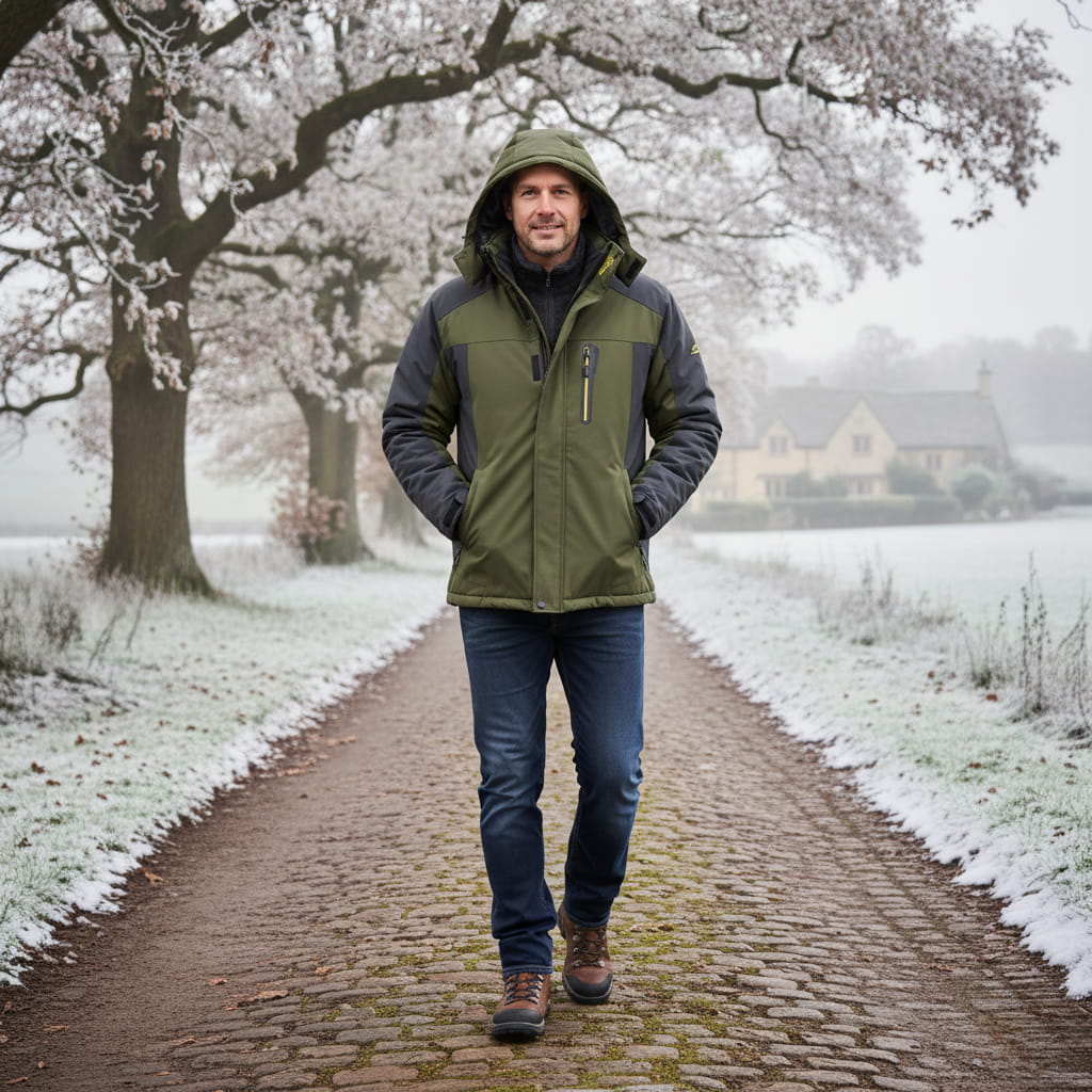 Herren Winter-Kapuzenjacke - Wasserdicht & Multitasche