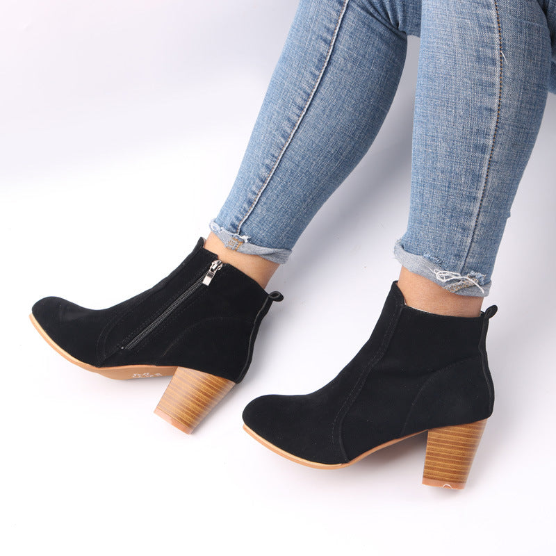 Damen Klassische Stiefeletten - Chunky-Absatz & Seitlicher Reißverschluss